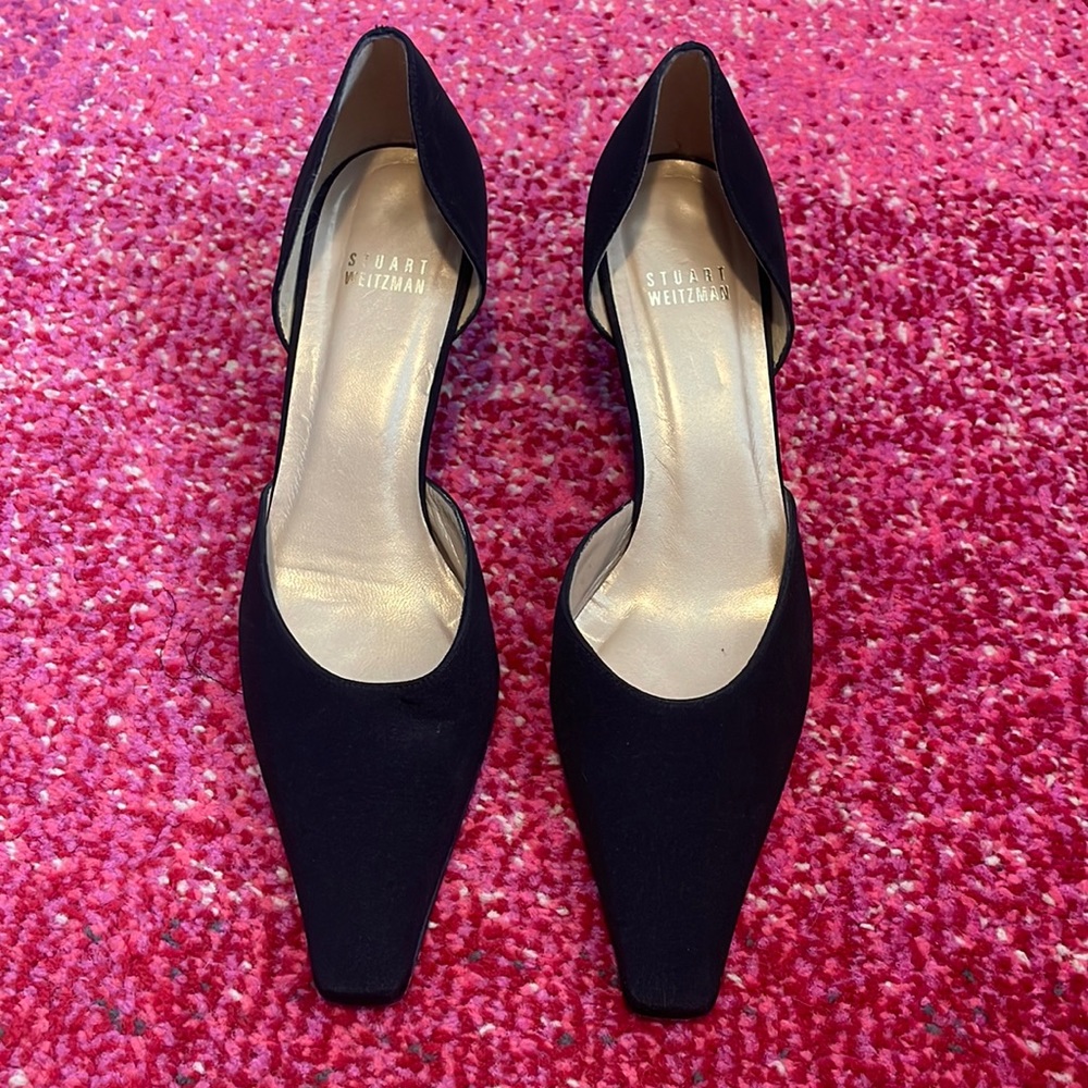 Stuart Weitzman black crepe heels